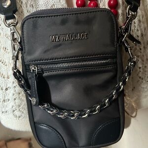 MZ Wallace Black Messenger Bag with Chain Detail